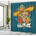 thumbnail image 5 of Ambesonne Skull Shower Curtain, Mexican Hat, 69"Wx84"L, Petrol Blue Turquoise, 5 of 5