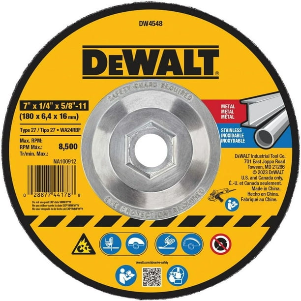 Disco abrasivo de corte Dewalt de 7 pulgadas x 1/4 pulgadas x 5/8 pulgadas