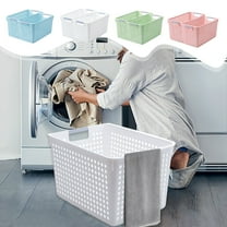 Xuniizn Laundry Basket, Collapsible Laundry Hamper & Large Storage Bin - Foldable Laundry Baskets with Handles, Space-Saving Laundry Hamper for Home, Dorm, Office, Plastic, Blue