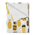 thumbnail image 2 of Yellow Soft Flannel Fleece Throw Blanket, Summertime Themed Abstract Patterned Pineapples Beach Fruits Doodle Style Drawing, Cozy Plush for Indoor and Outdoor Use, 50" x 60", Multicolor, by Ambesonne, 2 of 5