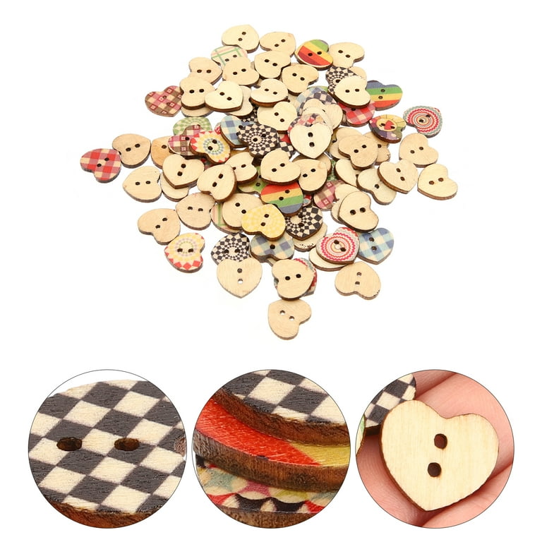 200Pcs 1 inch Handmade with Love Buttons 25mm Wooden Buttons for Crafts  Wood Craft Buttons Bulk for Sewing Crafting Round Buttons
