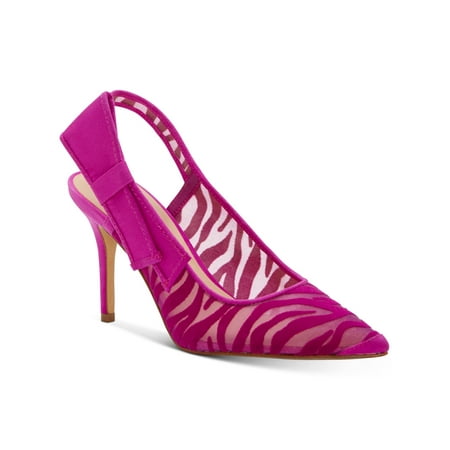 

INC Womens Pink Zebra Print Mesh Bow Accent Padded Coletta Pointed Toe Stiletto Slip On Slingback 9 M