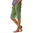 thumbnail image 4 of GEWSEY Pedal Pushers for Women Lightweight Linen Capri Pants Casual Loose Elastic Waist Bermuda Shorts Summer Capris Pants Green, M, 4 of 6