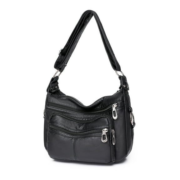 Leather Crossbody Tote Bags for Women Shoulder Purse Leather Handbags Lightweight Pocketbook With Zip Closure Shopping Travel