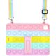 thumbnail image 4 of Bonita funda de silicona con burbujas Pop Push, compatible con iPad de 10,2 pulgadas (2019/2020), antiestrés, con soporte, cordón y colgante (arcoíris), 4 of 5