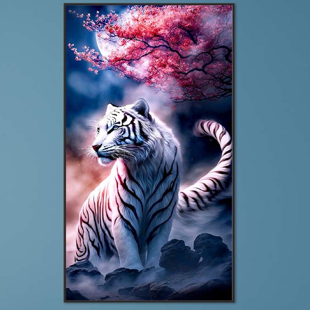 Cuadros Decorativos 5D bricolaje taladro redondo completo diamante pintura tigre Kit decoración del hogar arte artesanía Wdftyju embutido en tela