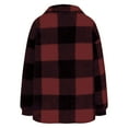 thumbnail image 4 of FAVIPT Winter Coats for Women Plus Size Casual Trendy 2025 Teddy Jackets Flannel Plaid Fleece Button Down Lapel Shacket Red,XXXXL, 4 of 4