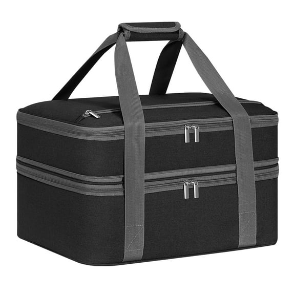 Youfenhome Double Insulated Casserole Carriers for Hot or Cold Food, Fits 9"×13" Baking Dish Food Warmer Carry Case for Trip, Insulated Food Containers Carrier for Parties, Picnic, Travel, Black