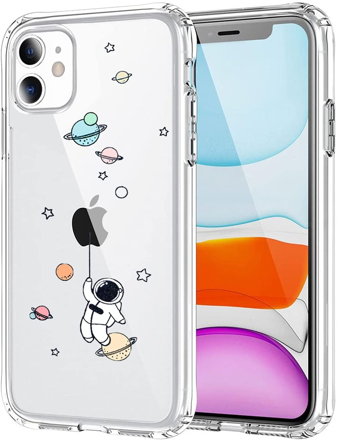 AMART Compatible with iPhone 12 /iPhone 12 Pro Case Clear Soft TPU Flexible Rubber Universe Rainbow Planet Star Design Case for iPhone 12/12 Pro Planet