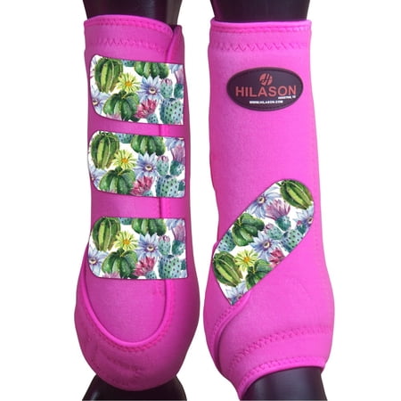 L - Hilason Horse Medicine Sports Boots Rear Hind Leg Pink