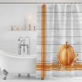 thumbnail image 3 of Orange Pumpkin Shower Curtain, Waterproof Shower Curtains for Bathroom, Thanksgiving Fall Maple Leaves Stripe Washable Fabric Bathtub Curtain Set Bath Decor with 12 Hooks Standard 72"x72", 3 of 8