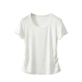 thumbnail image 2 of IUYRTFE Women Solid Color V Neck Short Sleeve T Shirt Slim Fit Casual Basic Top for Daily Wear, 2 of 5