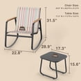 thumbnail image 3 of Noelse 3 Piece Outdoor Patio Bistro Set with Rocking Chairs, Weather-Resistant Textilene Conversation Set with Coffee Table for Porch, Balcony, Lawn, Stripe, 3 of 9