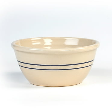 Martinez Pottery Hand-Turned Heritage Blue Stripe Stoneware Mixing Bowl 10"