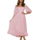 thumbnail image 1 of Vestido con media manga abullonada, cuello cuadrado, espalda descubierta, dobladillo con volantes, vestido de cintura alta para mujer, 1 of 6