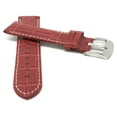 thumbnail image 2 of 20mm Mens' Alligator Style Leather Watch Strap Band, White Stitching, Stainless Steel Buckle, 2 of 7