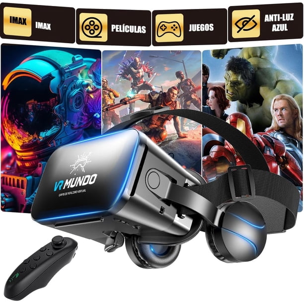 Traje de Gafas VR 3D, Gafas de Realidad Virtual 3D con auriculares, Realidad Virtual inmersiva para Juegos y películas, Auriculares 3D VR con Control remoto Bluetooth para TV, Películas, Juegos