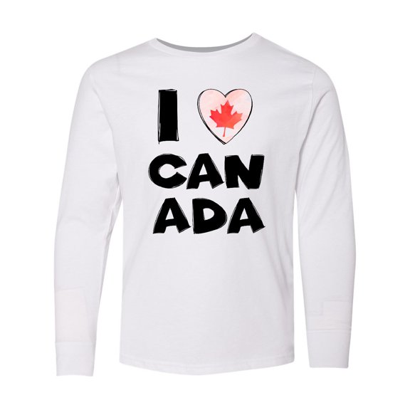 Inktastic I Love Canada Heart with Maple Leaf Long Sleeve Youth T-Shirt