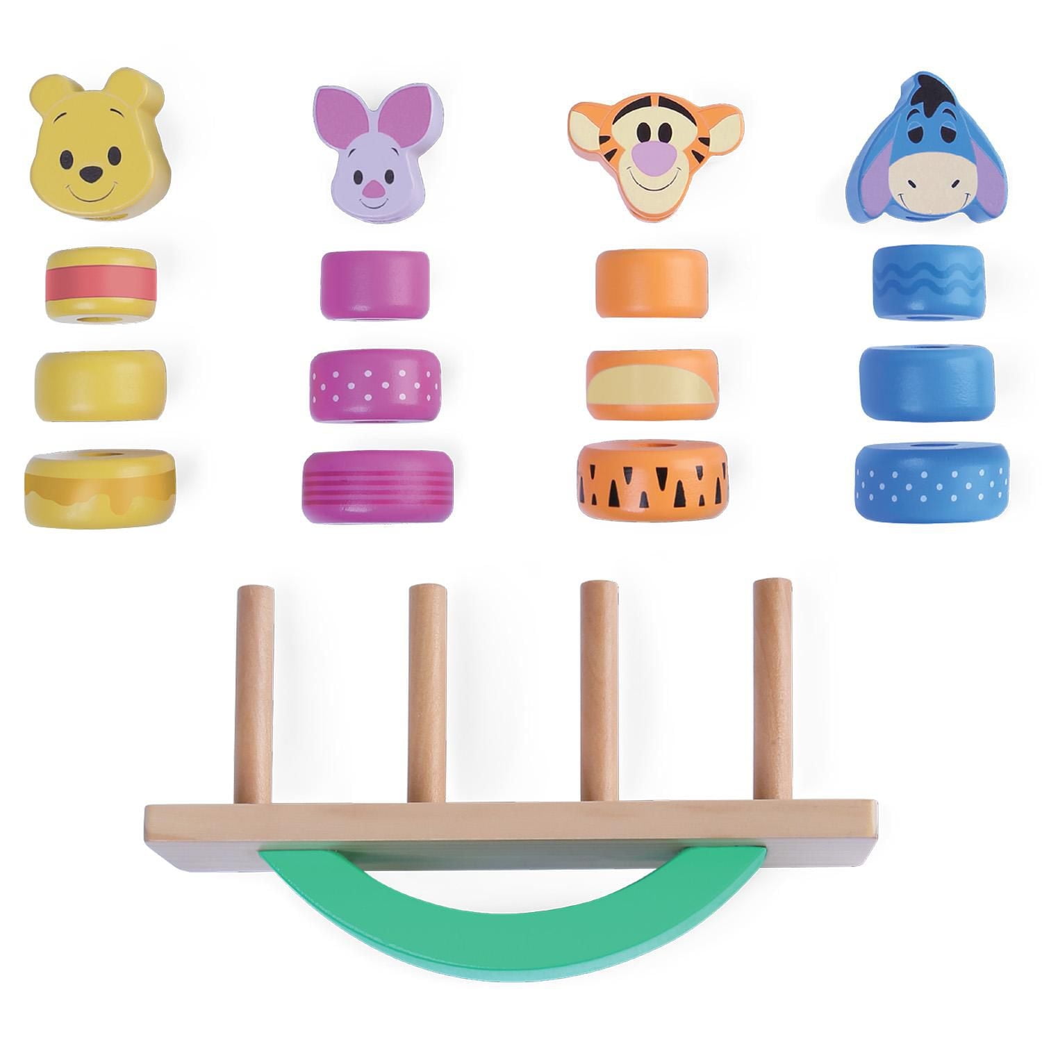 Disney Wooden Toys Winnie the Pooh Balance Blocks, 17-Piece Set Features Winnie the Pooh, Piglet, Tigger, and Eeyore