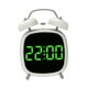 thumbnail image 2 of Reloj despertador digital LED de escritorio con números grandes, pantalla grande, doble campana fuerte Verde, 2 of 9