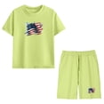 thumbnail image 6 of ITSAME 4th of July Girls Outfit Sets American Flag Print Cotton T-Shirt and Shorts Casual Clothes 2-Piece Green Size 11, 6 of 9