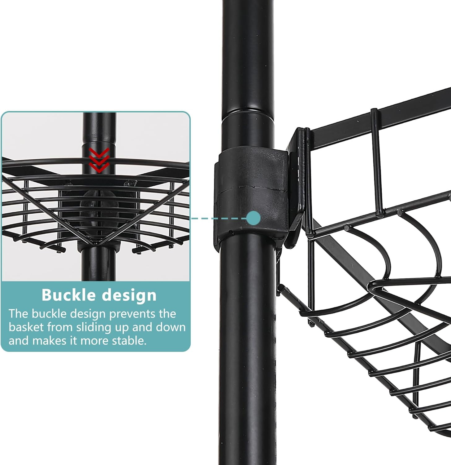 Black Shower Caddy Corner Organizer for Bathroom, Stainless Steel Tension Pole Corner Shelf Shower Caddy Stand for Bathtub Shampoo Storage, 4 Tier Adjustable Shelves, 28.7 to 104.7 Inches