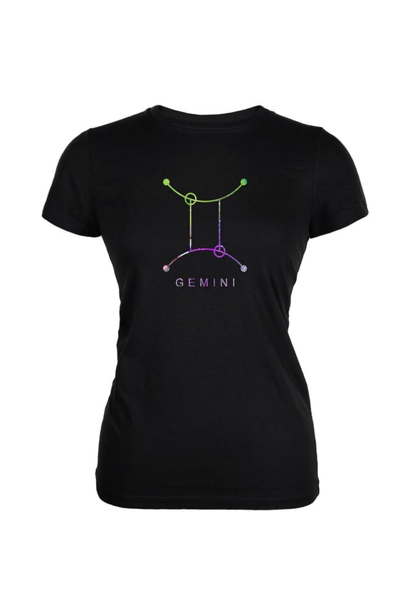 Sacred Zodiac Gemini Juniors Soft T Shirt Black SM