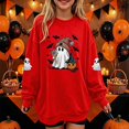 thumbnail image 3 of DJDLJWCJ Girls Halloween Fleece Sweatshirt Long Sleeve Crew Neck Oversized Graphic Pullover Kids Fall Casual Halloween Sweatshirts Red Size 11, 3 of 7