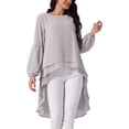 thumbnail image 1 of INSPIRAR CHIC Blusas Asimétricas de Manga Larga con Cuello Redondo para Mujeres, Casual y Elegante, Talla XL, Gris, 1 of 5