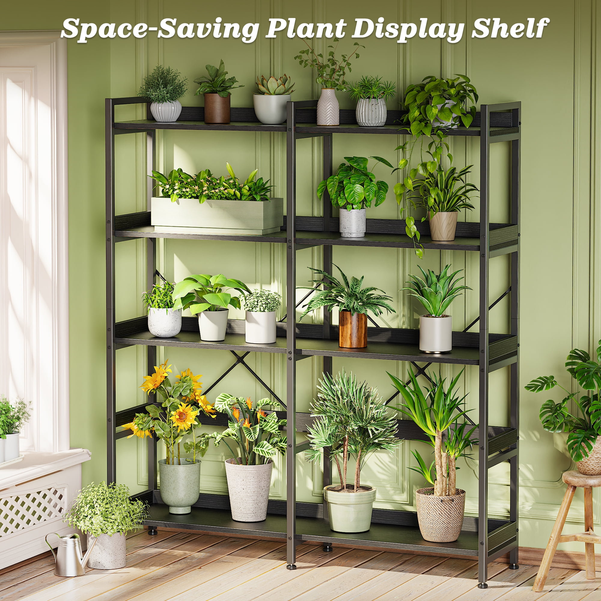 Amadwell 5-Tier Bookshelf with 10 Open Shelves, 47" Freestanding Bookcase, Sturdy Metal Frame, for Living Room, Black