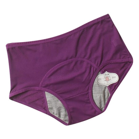 Kopltyrfg Womens Leakproof Panties Leakproof Underwear High Waisted Leakproof Underwear Plus Size Cotton Panties Purple XL