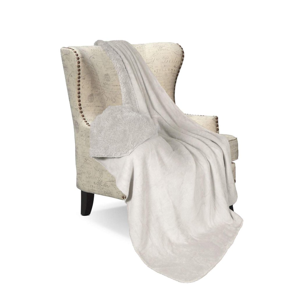 Legacy Decor Solid Beige Color Fleece Sherpa Throw Blanket 50 X 60