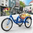 thumbnail image 2 of Dextrus Adult 26" 7 Speed Adjustable Seat Tricycle with Rear Basket, Blue, 2 of 9