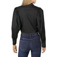 thumbnail image 2 of Danielle Bernstein Womens Puff Sleeve Collar Bodysuit Black XL, 2 of 2