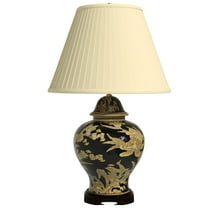 Oriental Furniture 28" Black and Tan Floral Bouquet Vase Lamp, oriental design, any occasion, any room, traditional décor