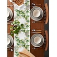 thumbnail image 5 of Green Botanical Blooms Burlap Cotton Table Runner 14x72 Inches Long, Spring Floral Leaves Wreath Farmhouse Table Runners, Outdoor Dining Tablecloths Decor for Baby Shower/Party/Wedding, 5 of 6