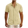 thumbnail image 6 of Wo-Fusoul Mens Shorts Men's Linen Short Sleeve Lapel Collar Button-Down Shirt, Solid Color Casual Wear Mens Shirts Short Sleeve, 6 of 6