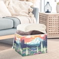 thumbnail image 3 of Yayeee Collapsible Cube Storage Bin with Lid Fabric Closet Decorative Basket with Handles, Floral Mountain, 3 of 7