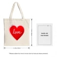 thumbnail image 3 of Cream Canvas Tote Bag with a Glowing Red Heart and ' Love ' in White Cursive - Perfect for Shopping Travel and Parties, 3 of 4