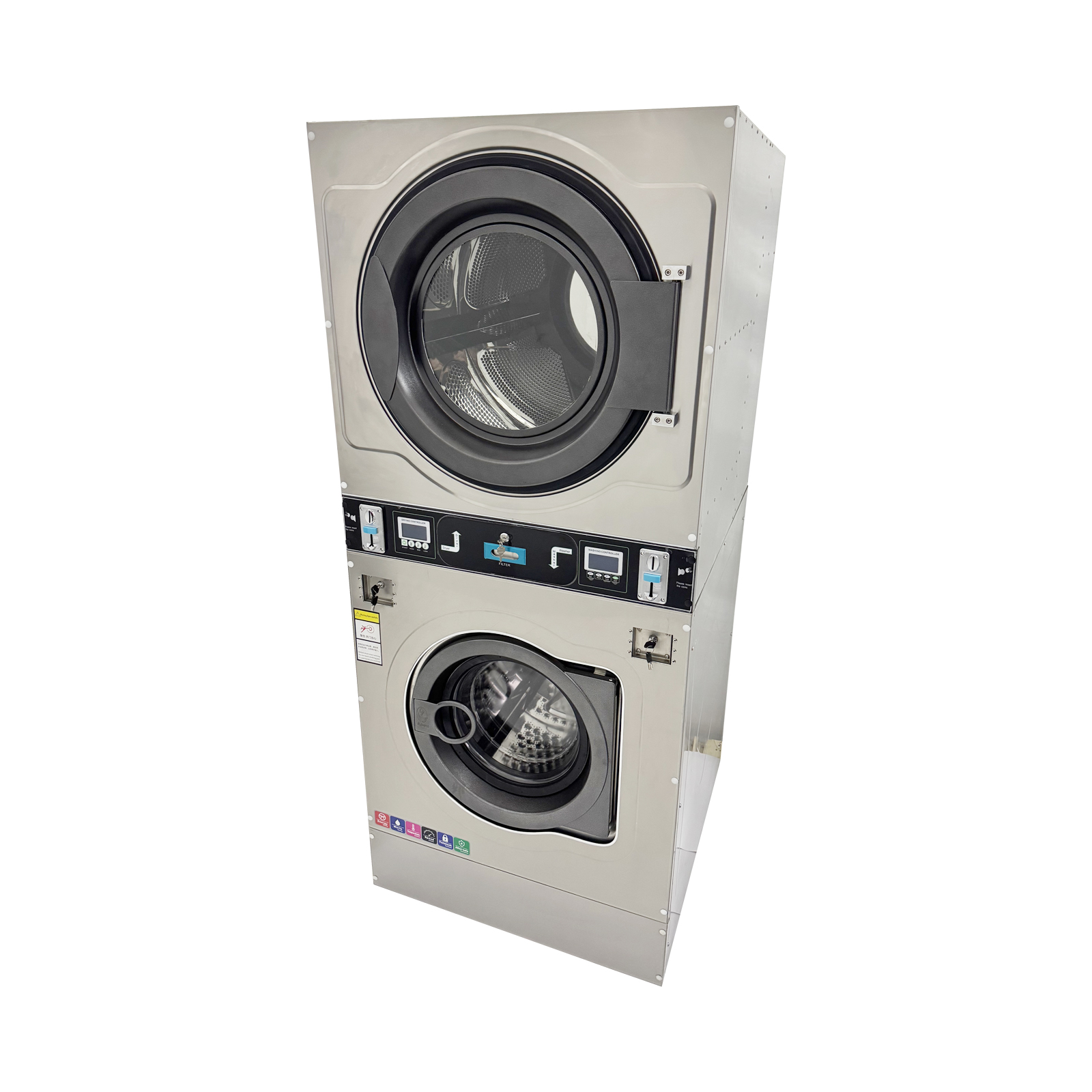 Commercial Coin Operated Washer Dryer Combo Stackable Double-layer 220V