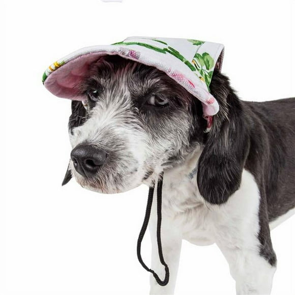 Pet Life HT2FLMD Botanic Bark Floral UV Protectant Adjustable Fashion Dog Hat - Floral&#44; Medium
