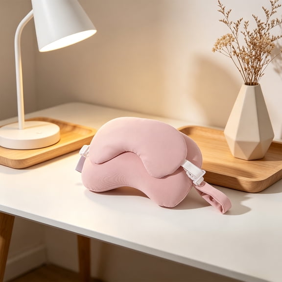 Travel Pillow,Integrated Mask Attachment Combines Neck Support and Full Light Blockage In One Unit,Memory Foam U Shaped Cushion for Airplane Ride and Office Midday Nap Relaxation(Pink)