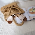 thumbnail image 2 of Portable Beach Bag Cotton Thread Hand-crocheted Bag Handmade Shoulder Bag Large Capacity Messenger Bag (Light Brown), 2 of 8