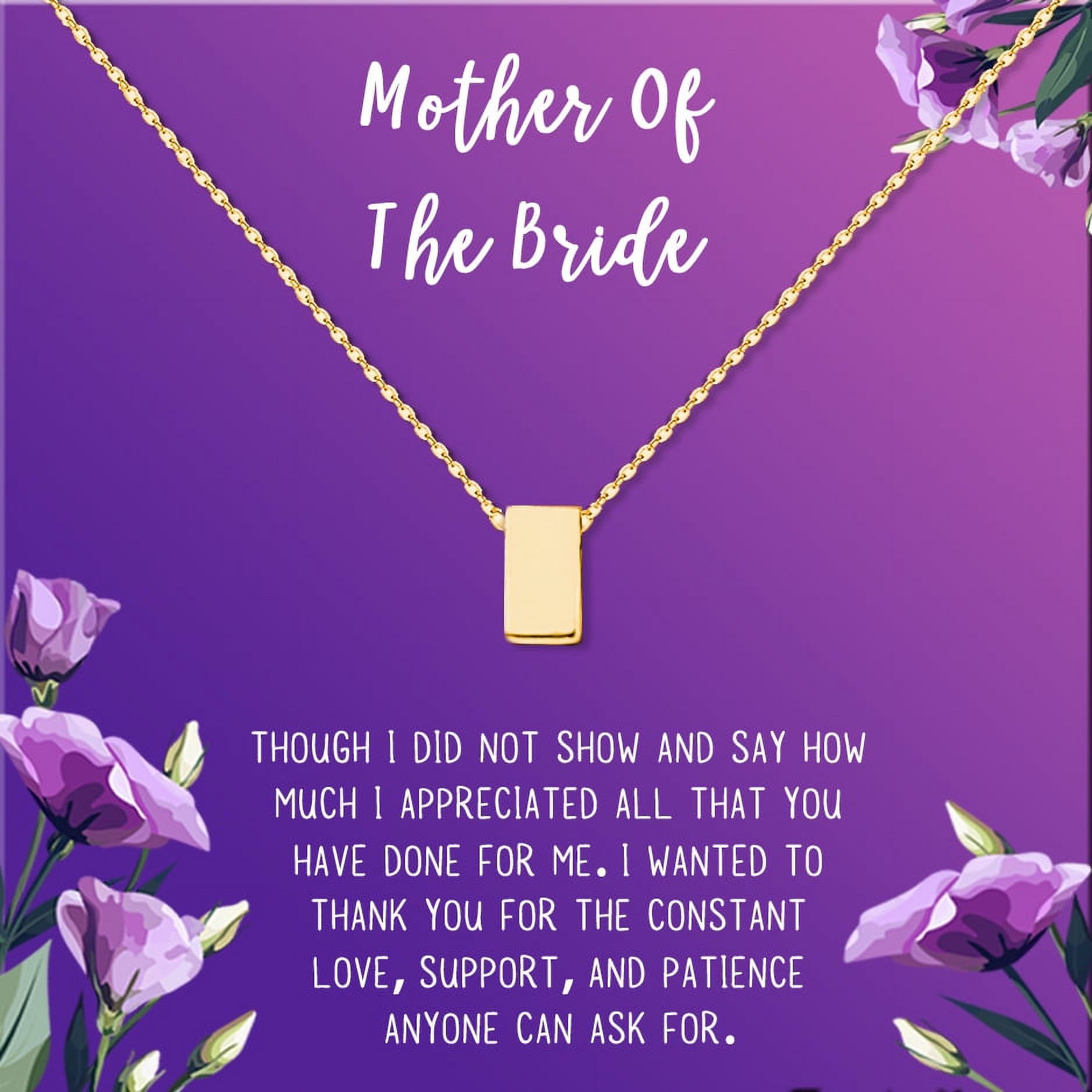 Mother of the Bride Mother's Day Gift, Jewelry Gift for Mother in Law, Necklace and Card Gift Set, Gift for Mom, Gift for Her, Jewelry for Mom, Thank you Gift [Gold Cube,Purple Gradient]