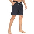 thumbnail image 3 of Mowujeit Men's Quick Dry Solid Swim Trunks with Mesh Liner - Summer Beach Shorts,Navy, Size XXL, 3 of 8