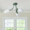 thumbnail image 4 of 3-Light Flush Mount Ceiling Light with White PE Shades, Modern Tulip Shaped Hanging Lamp for Living Room, Kitchen, and Dining Room, 4 of 8