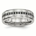 thumbnail image 1 of Stainless Steel Brushed and Polished Black CZ Ring 8 Size, 1 of 6