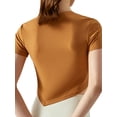 thumbnail image 1 of Opperiaya Hauts de Sport pour Femmes, Manches Courtes Col Rond Asymétrique T-Shirts de Yoga Course, 1 of 8