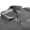 thumbnail image 6 of Yifymode Men's Classic Fit Short Sleeve Polo Shirt, Plaid Trim Collar Pocket Business Casual Top Gray L, 6 of 7