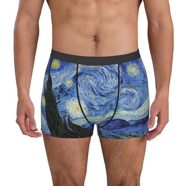 Fotbe The Starry Night Calzoncillos Tipo Boxer con Bolsa de Soporte Total para Hombre, X-Temp Fresco, Transpirable y de Secado Rápido-XX-Large
